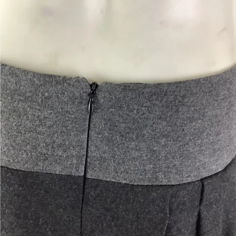 Vince Sz 4 Wool Angora Color Block Pleat A-Line Skirt Black Gray Business - Picture 5 of 7